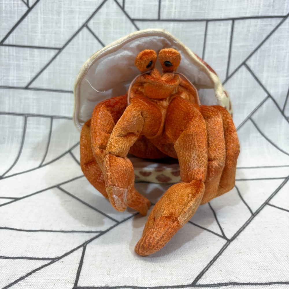 Folkmanis Hermit Crab Puppet 11in Orange Brown Spotted Shell Plush Hand Puppet